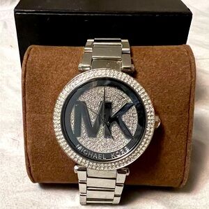 Michael Kors Women's Parker Stainless Steel Logo Glitz Watch
